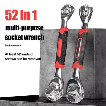 Инструменты 52 в 1, головка работает, универсальные трещоточные шлицевые болты, вращение рукава, ручные инструменты, универсальный гаечный ключ Tiger на 360 градусов B-1PC