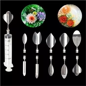 Инструменты для 3D-желатинового искусства — набор из 10 игл для желейных тортов из нержавеющей стали с одним шприцем емкостью 10 мл Style B серебряный