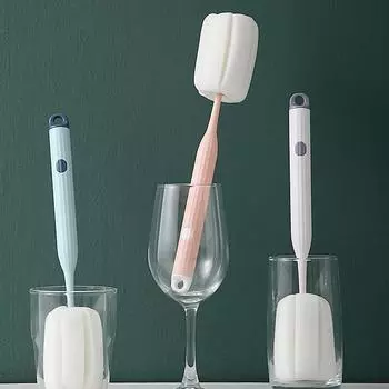 Инструменты для чистки Губка для чистки кухни Домашняя гостиная Щетка для чистки со съемной головкой Чашка Кружка Бутылка с водой Щетка Губка Щетка с длинной ручкой Ювелирные изделия синий