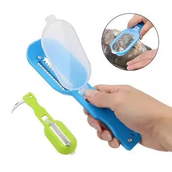 Инструменты для чистки рыбы, средство для удаления кожи с рыбьей чешуи, скалер и нож, кухонные гаджеты, открывалка для моллюсков, скребок для рыбной чешуи зелёный