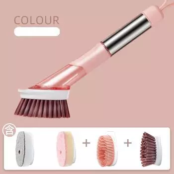 Инструменты для чистки Силиконовая щетка для посуды для кухни Дозатор для мыла Для мытья посуды Бытовые полезные вещи Для дома Прочие аксессуары Гаджеты розовый