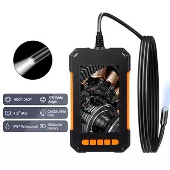 Инструменты для диагностики автомобиля 8 мм камера 2600 мАч универсальный 4,3-дюймовый IPS экран 2 м/5 м кабель P40 промышленный эндоскоп IP67 водонепроницаемый 1920*1080P HD 2m cable
