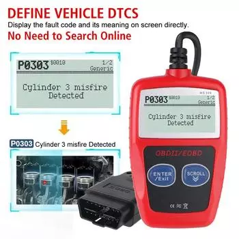 Инструменты для диагностики автомобиля OBD2 Code Reader Цифровой дисплей OBD 2 Scanner Многофункциональный считыватель кодов неисправностей 16 Pin Универсальная версия красный