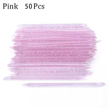Инструменты для дизайна ногтей, чистка для маникюра, акриловая палочка, двухсторонний пинцет для удаления омертвевшей кожи, 50 шлифовальных ручек в пакетиках, точечные сверла, вилки для удаления омертвевшей кожи crystal stick 50PCS/bag розовый
