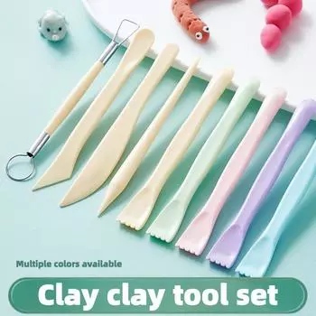 Инструменты для лепки из керамики, принадлежности для творчества, глина, набор из 5 предметов, нож для лепки из керамики, мягкий нож для лепки из керамики, инструменты для творчества, 5 цветов по желанию синий
