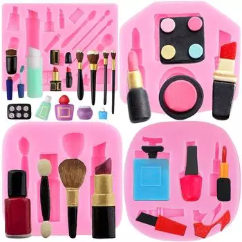 Инструменты для макияжа Помада Лак для ногтей Тени для век Силиконовая форма DIY Выпечка Шоколадные конфеты Формы для кексов Помадка Инструменты для украшения торта чёрный