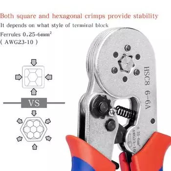 Инструменты для обжима наконечников проводов Клещи для обжима трубчатых наконечников HSC8 6-4 0,25-10 мм/6-6 0,25-6 мм Приспособления для электриков Наконечники проводов