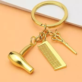 Инструменты для парикмахерской, брелок для ключей, фен, ножницы, расческа, подвески, брелок для моделирования