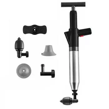 Инструменты для прочистки сточных вод с помощью пневматического привода. Устранитель засоров из нержавеющей стали. Универсальные аксессуары высокого давления для ванной комнаты, душа, ванны. чёрный