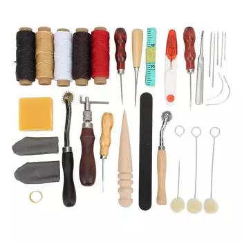 Инструменты для работы с кожей Набор для изготовления поделок Набор инструментов для шитья, пробивки отверстий, резки, шитья, штамповки