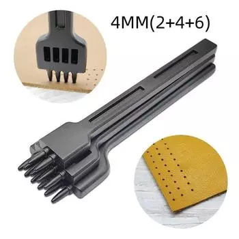 Инструменты для работы с кожей своими руками Дырокол из легированной стали Дырокол для кожи Круглый дырокол с 4 круглыми отверстиями Ручной швейный дырокол для вдевания ниток One Size чёрный