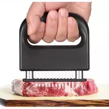 Инструменты для размягчения мяса с 48 лезвиями - Иглы из нержавеющей стали для размягчения мяса говядины, свинины, индейки, рыбы - Прочные кухонные принадлежности для улучшения маринада