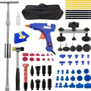 Инструменты для ремонта вмятин автомобиля, комплект для ремонта вмятин без покраски, наборы для удаления вмятин на кузове без покраски, съемник вмятин для автомобилей Kit 1 76Pcs(EU Plug)