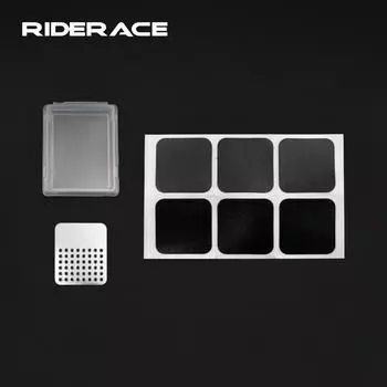 Инструменты для ремонта заплаток для велосипедных шин. Квадратные резиновые заплатки. Профессиональный ремонт проколов в покрышках для горного велосипеда, шоссейных и горных велосипедов. чёрный