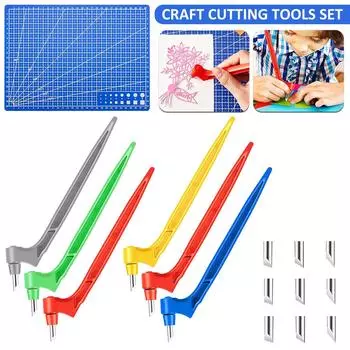 Инструменты для резки художественных изделий своими руками, вращающееся на 360 градусов лезвие из углеродистой стали, резак для бумаги, 3 сменных лезвия, коврик для резки бумаги