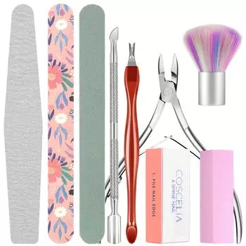 Инструменты для снятия лака, резак для кутикулы, щетка для ногтей, набор пилочек для УФ-геля, инструменты для удаления омертвевшей кожи