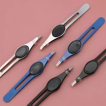 Инструменты для стрижки бровей Пинцет Зажим для бровей Зажим для выщипывания бороды Большая капельница для живота Нержавеющая сталь Наклонная головка Зажим для бровей синий