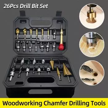 Инструменты для сверления фасок по дереву Ступенчатое сверло Сверло-зенковка Фреза для деревянных пробок Кернер Фреза для отверстий под винты по металлу