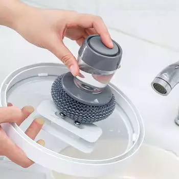 Инструменты для уборки кухни Дозатор для мыла с короткой ручкой ПЭ Шариковая щетка для мытья посуды Нажимная щетка для мытья посуды для дома и жизни Уникальный Only Steel Ball