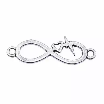 Инструменты для ювелирного бренда: WYISYWG античное серебро Цвет Символ бесконечности Сердце Сердцебиение Разъем Подвески 32x11 мм 10 шт.