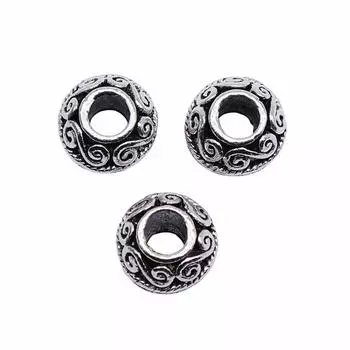 Инструменты для ювелирного бренда: WYISYWG Античные серебряные бусины-разделители с большими отверстиями 12x9 мм, 5 шт.