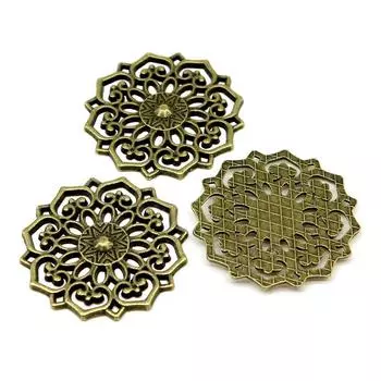 Инструменты для ювелирного бренда: WYISYWG Подвески-цветы цвета античной бронзы 31x31 мм, 4 шт.