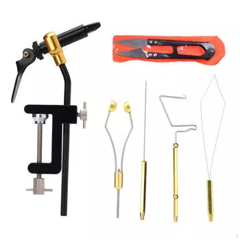 Инструменты для вязания мушек Держатель для шпульки Премиум рыболовный крючок Портативные металлические ножницы 5pcs Black Holder