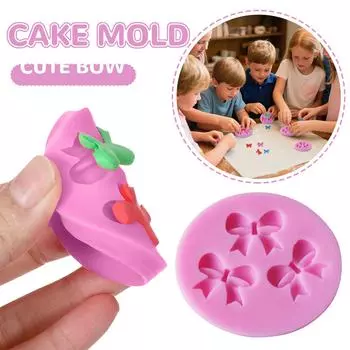 Инструменты для выпечки Форма для торта, бант, помадка, форма для украшения торта, шоколадная форма, самодельная бижутерия, капающий клей, смола, силиконовая форма, симпатичная, 4 шт. One Size