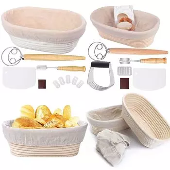 Инструменты для выпечки, полный набор, корзина для расстойки теста, брожения хлеба с льняной вставкой, профессиональная домашняя пекарь, ротанговая корзина для закваски