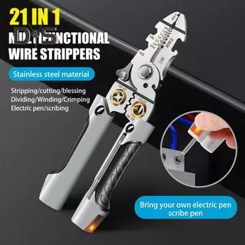Инструменты для зачистки проводов Профессиональные плоскогубцы электрика с нескользящей ручкой Функция измерения электричества Портативные ножницы для кабеля Плоскогубцы для зачистки проводов A