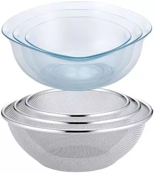 Инструменты KOGU OUTDOOR Миска-дуршлаг, набор из 6 предметов, термостойкая прозрачная миска из пластика, нержавеющей стали, 15 см, 18 см, 21 см, можно использовать в микроволновой печи, можно мыть в посудомоечной машине чистый
