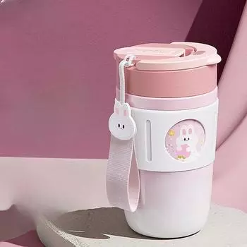 Insulated Cup Portable Coffee Cup 316 Stainless Steel Ins Student Cup with Lifting Rope Birthday Gift 400ml