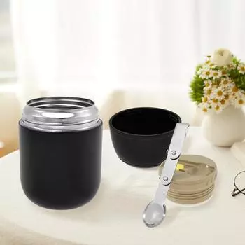 Insulated Food Container 500 ml Food Grade 304 Stainless Steel Food Thermal Jar Leakproof Soup Thermos Jar with Folding Spoon