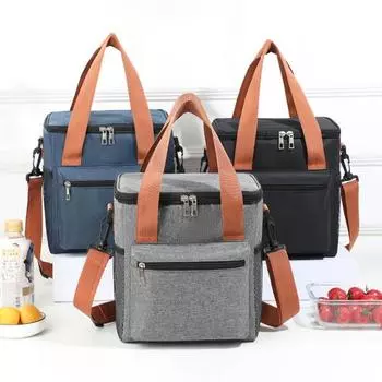 Изолированная сумка для ланча 550 мл, герметичная сумка-холодильник с сетчатыми карманами, термоконтейнер для еды хаки