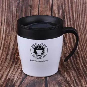 Термокружка для кофе с ложкой, бутылка для воды из пищевой нержавеющей стали объемом 350 мл серебряный