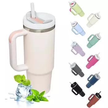 Insulated Tumbler with Hanlde 1200ml Metal Stainless Steel Vacuum Portable Straw Cup Large Thermal Mug for Hot and Cold Coffee 1200ml