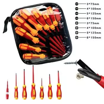 Insulation Electrician Multifunctional screwdriver set double screw driver bits home repair screwdriver bit Kit hand tools