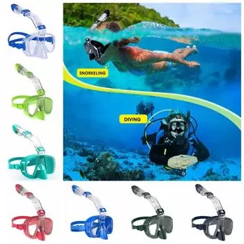 Integrated Breathing Tube Diving Masks Anti-Fog Half Face Diving Mask Water Sports l чёрный