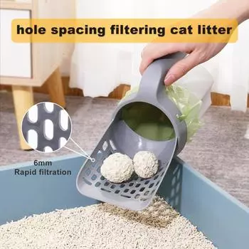 Integrated Cat Litter Shovel Cat Toilet with Its Own Garbage Bag Set Pet Removable Cleaning Supplies