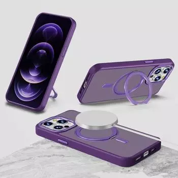 Интегрированный чехол с магнитным кольцом, подставка для телефона, противоударный чехол-держатель, защитный чехол для камеры, чехол для телефона For iphone 15 Pro Max светло-синий