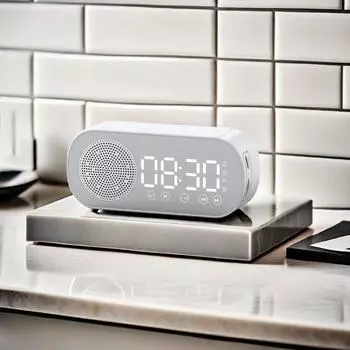 Интегрированный Bluetooth-будильник с динамиком и подключением по Bluetooth. Двойной будильник для газона на открытом воздухе. Настольный, устанавливаемый на транспортное средство. чёрный