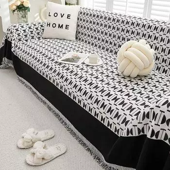 Интегрированный чехол для дивана из синели, длинная полоска ткани, подушка, подлокотник, спинка, полное покрытие, минималистский, двусторонний, доступен круглый год 180*130