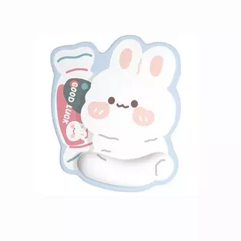 Интегрированный коврик для мыши на запястье с милым рисунком животного белого кролика, мышь с гелем, пена с эффектом памяти, запястье, ладонь и рука, совместимая с ноутбуком 24 см