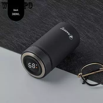 интеллект Термос Чашка 380 мл Вакуумные колбы Портативные нержавеющая сталь Термос Чашка Вода Бутылка Путешествия Чай Кружка Офис Термос Чашка 380ml чёрный