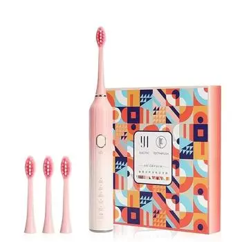 Интеллектуальная электрическая ультразвуковая зубная щетка Водонепроницаемость IPX7 USB зарядка 3 насадки зубной щетки 5 режимов чистки зубов Низкий уровень шума чёрный