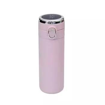 Интеллектуальная бутылка с вакуумной изоляцией, дисплей температуры в реальном времени, светодиодный сенсорный экран, вакуумная бутылка из нержавеющей стали, дорожная кружка 320/420 мл 320mL розовый