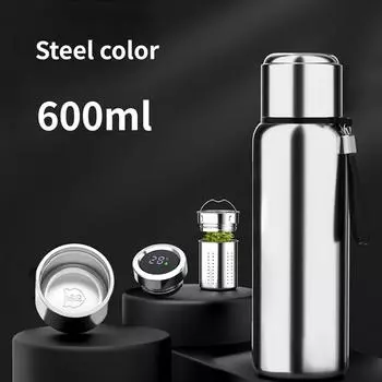 Интеллектуальная цельностальная изоляционная чашка из нержавеющей стали 316, оптовая продажа, чашка для разделения чая, портативный чайник для занятий спортом на открытом воздухе Temperature display