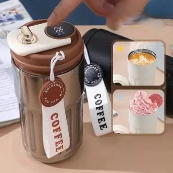 Интеллектуальная изоляционная чашка емкостью 450 мл для интеллектуального отображения температуры. Изолирующая чашка для воды. Вакуумная бутылка. Кофейная чашка. 450ML белый