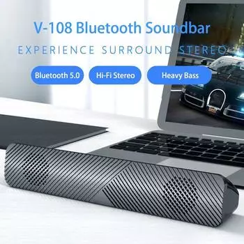 Интеллектуальная колонка Bluetooth для компьютера — колонка для ПК с подключением Bluetooth, воспроизведение через AUX, аккумуляторная батарея — улучшенное качество звука Bluetooth чёрный