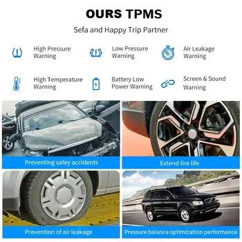 Интеллектуальная система контроля давления в шинах TPMS на солнечных батареях Датчики парковки для автомобилей Датчик температуры воздуха в шинах 4-External Sensor